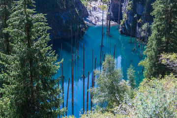 Kaindy lake - mountain lake in Kazakhstan