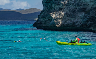 Swimming along the coast of Curacao 