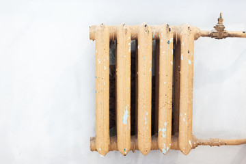 Old soviet radiator on white background.