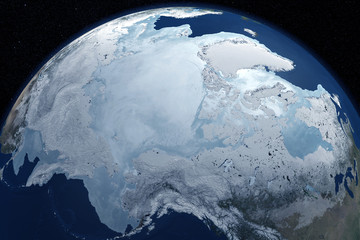 North Pole from space.Elements of this image were furnished by NASA