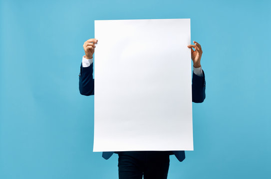 Business Man Holding White Board