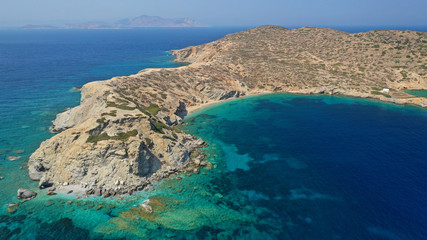 Aerial drone photo of secluded paradise beach of Gramvousa in small island of Gramvousa near...