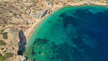 Aerial drone photo of secluded paradise beach of Gramvousa in small island of Gramvousa near...