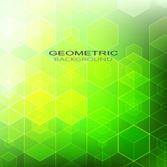 Abstract geometric background with green hexagons. Design element. Brochure Template