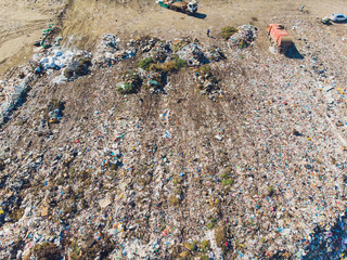 Mountain garbage, large garbage pile, degraded garbage. Pile of stink and toxic residue. These...