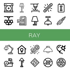 Set of ray icons such as Compact disc, Lamp, Mri, Laser, Glow, X ray, Spark, Magnetic resonance, Lighting, Light, Burst, Radioactive , ray