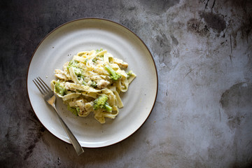 Chicken Fettucine Alfredo with Broccoli