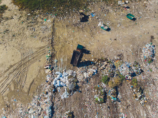 Mountain garbage, large garbage pile, degraded garbage. Pile of stink and toxic residue. These...