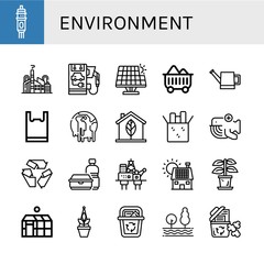 Set of environment icons such as Cartridge, Factory, Electric car, Renewable energy, Coal, Watering can, Plastic bag, Climate change, Eco, Reuse, Whale, Recycle , environment