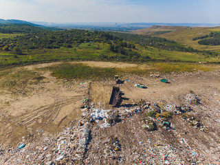Mountain garbage, large garbage pile, degraded garbage. Pile of stink and toxic residue. These...