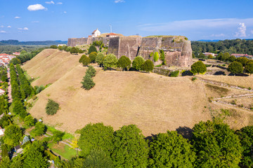 Star shaped bastions and outworks of Citadelle de Bitche, medieval fortress and stronghold near...