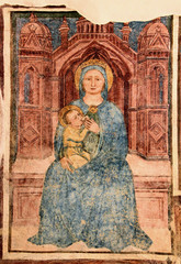 Madonna in trono che allatta; affresco nella chiesa di San Tommaso a Cles, Trentino