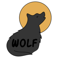 Colour Howling Wolf icon . Wolf Logo