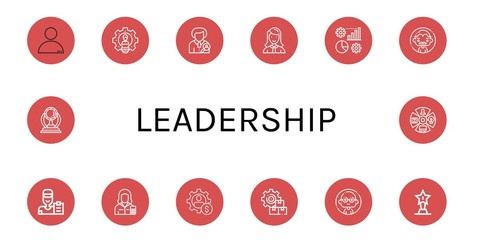Set of leadership icons such as People, Leader, Human resources, Manager, Management, Man, Coach, Accountant, Trophy, Award, Role , leadership