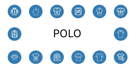 Set of polo icons such as Shirt, T shirt, Polo shirt, Tshirt , polo