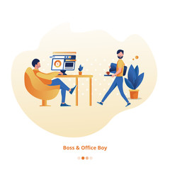  Office boy, illustration of a business office
