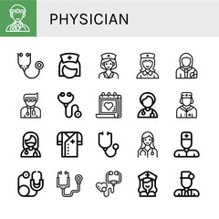 Set of physician icons such as Doctor, Stethoscope, Nurse, Pharmacist, Medical appointment, Surgeon , physician