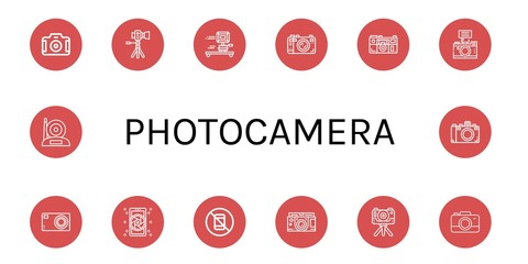 Set of photocamera icons such as Camera, Compact camera, No pictures , photocamera