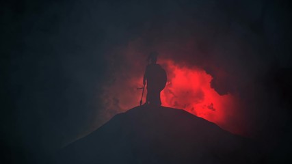 Epic Spartan Soldier Under a Lightning Storm - Powered by Adobe