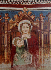 Madonna in trono che allatta; affresco nella chiesa di San Vigilio a Cles, Trentino