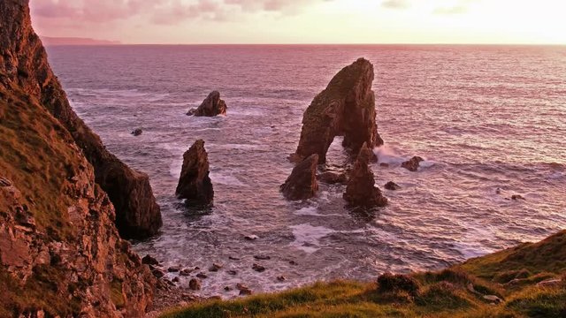 Crohy Head Sea Arch Breeches during sunset - County Donegal, Ireland