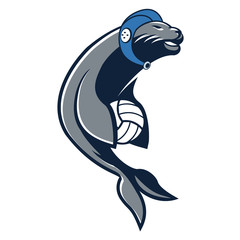 Sea Lion - Seal water polo or Beach volleyball mascot vector illustration