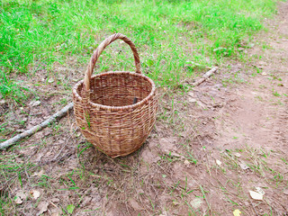 wicker basket by the sandy road