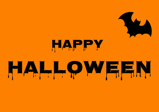 Happy HalloweenSimple halloween concept wit black bat and Halloween message