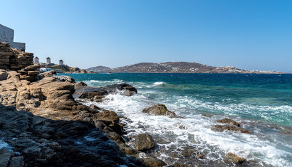 Chora village ( Windmills ) - Mykonos Cyclades island - Aegean sea - Greece.