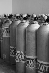 Nitro scuba tanks, black and white