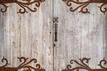 Detail of an ancient medieval wood door backgrpund