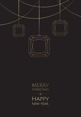 Merry Christmas and Happy New Year. Vector modern template card. Abstract christmas balls.