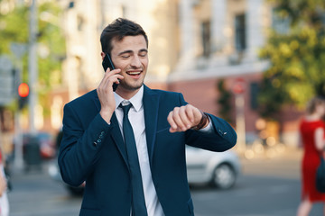 businessman talking on cell phone