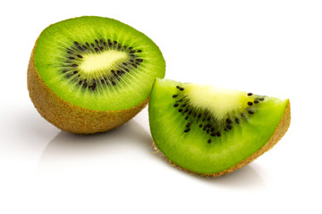 Kiwi isolated. Juicy green kiwifruit. Organic fresh fruit.