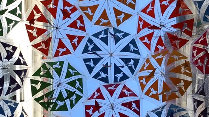 Streets of Águeda covered by colorful umbrellas
