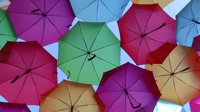 Streets of Águeda covered by colorful umbrellas
