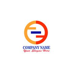 elegant abstract logo letter e formed from colorful circle pieces