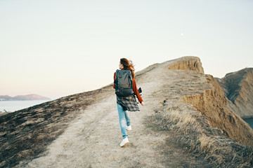 female hiker on top of the mountain