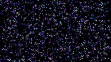 flashing stars, starry sky, appear and disappear on a black background