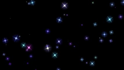flashing stars, starry sky, appear and disappear on a black background