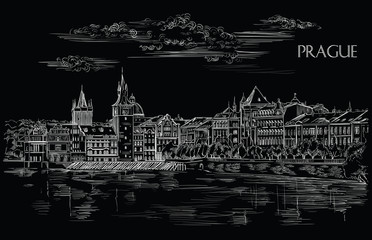 Naklejka premium Black vector hand drawing Prague 9 2