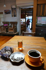 cup of coffee on table in cafe