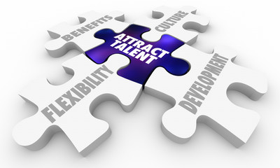 Attract Talent Recruiting Job Employee Benefits Work Culture Puzzle 3d Illustration