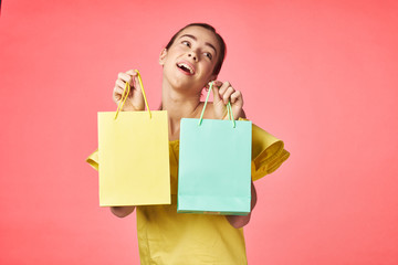 young woman with shopping bags