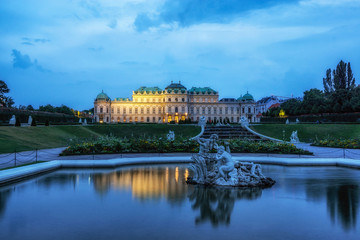 upper belvedere palace reflections - obrazy, fototapety, plakaty