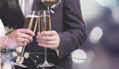 Young beautiful couple in wedding day