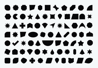 80 basic shapes silhouette - obrazy, fototapety, plakaty