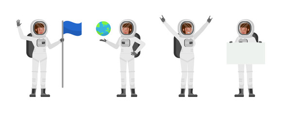Astronaut woman vector character design no2