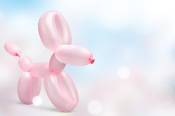 Obraz na płótnie Canvas Pink balloon in form of dog on background
