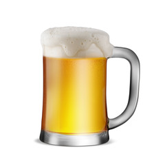 Glass of Light Beer with bubble froth on top isolate white background